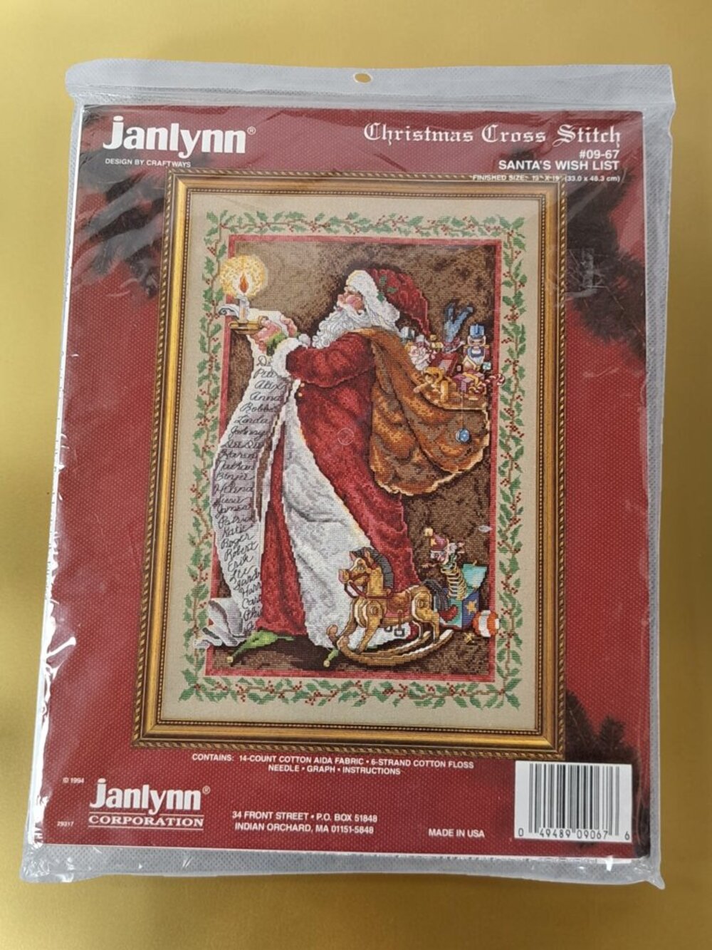 Janlynn 1994 Christmas Cross Stitch Santas Wish List 09-67 Unopened USA